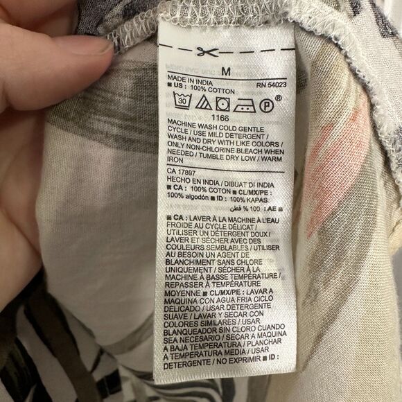 Old Navy Women’s M Tropical Print Long Sleeve Cotton Peasant Blouse Boho Top - Picture 5 of 5